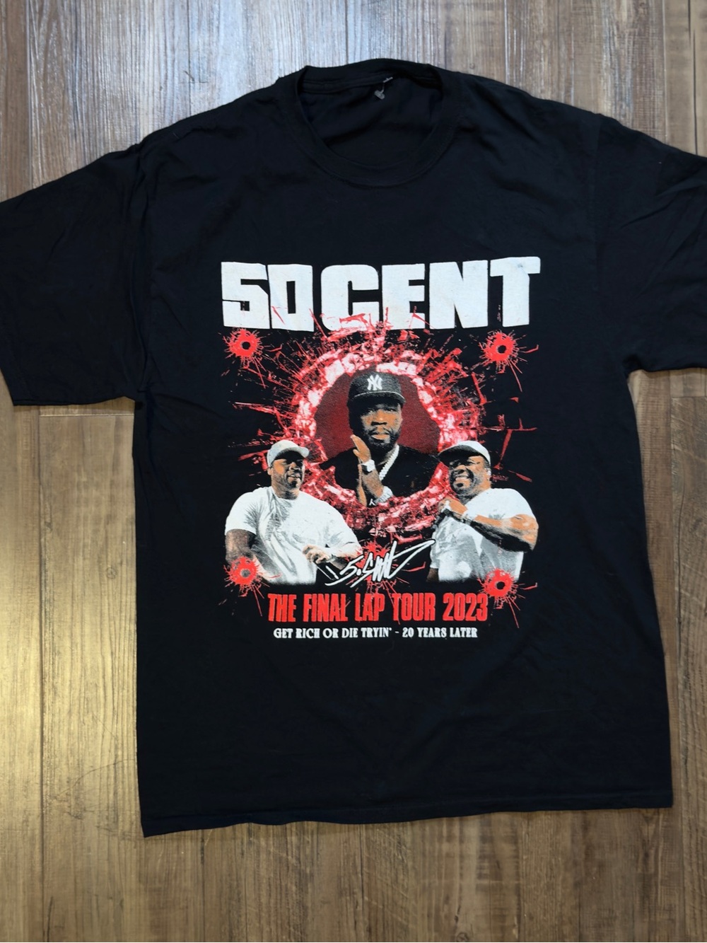 50 cent 'The Final Lap Tour 2023' Black Graphic Short Sleeve Tee